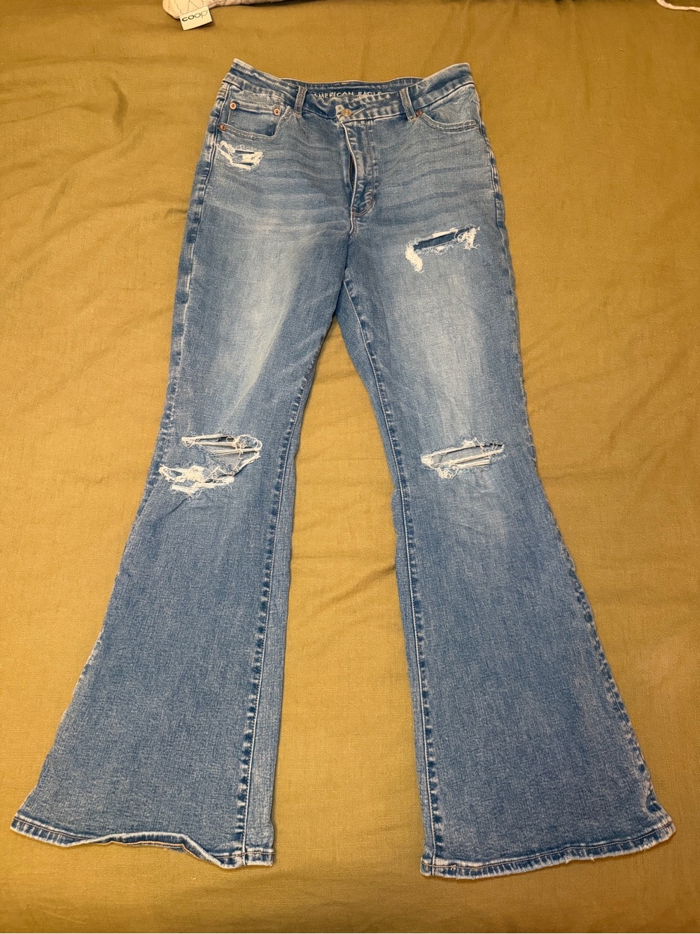 American Eagle Outfitters Light Blue Ripped Flare Jeans